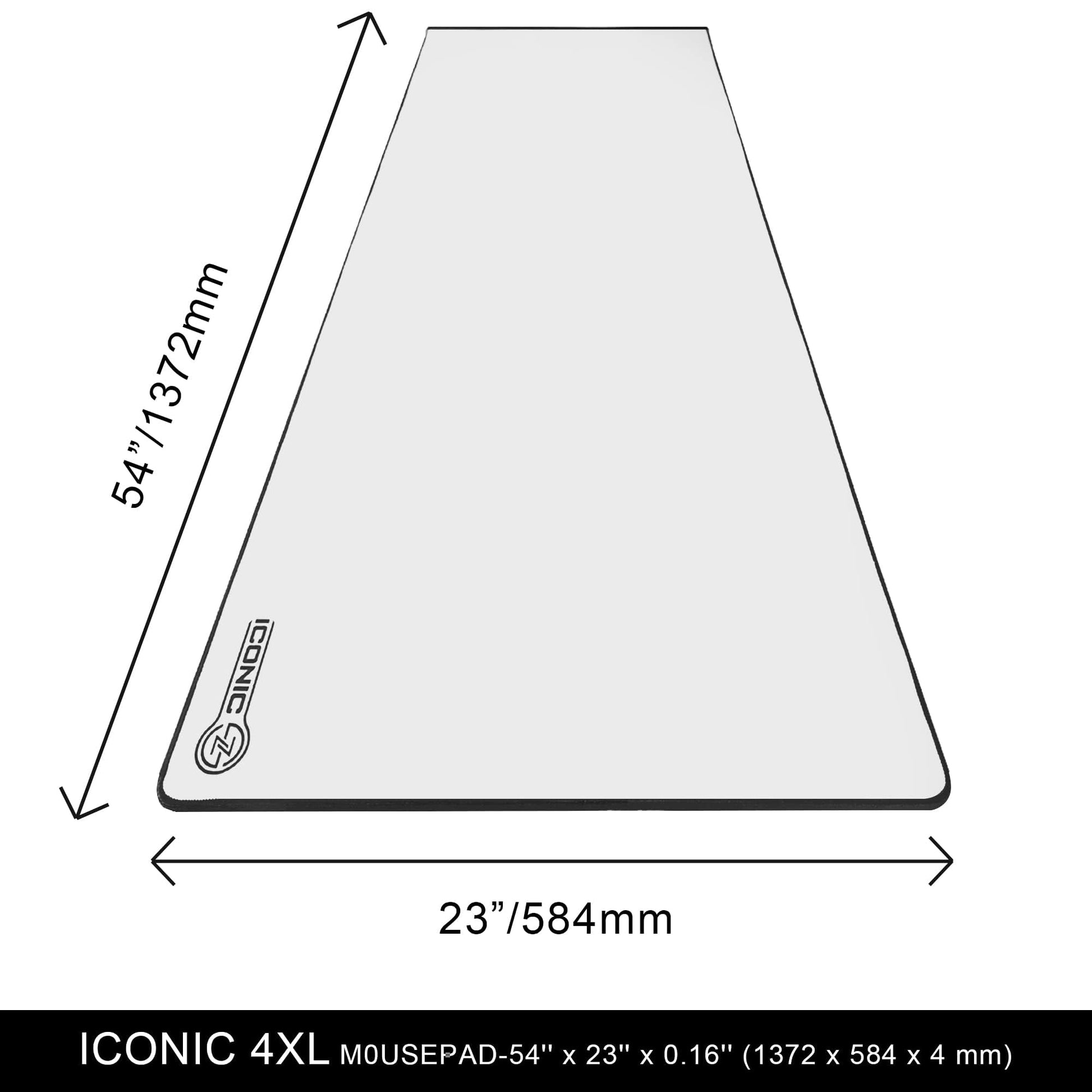 ICONIC - PRO PC GEAR 4XL Oversized & Ultimate Gaming Desk Mat 54"x23"(White) - Giant & Thicker 4mm