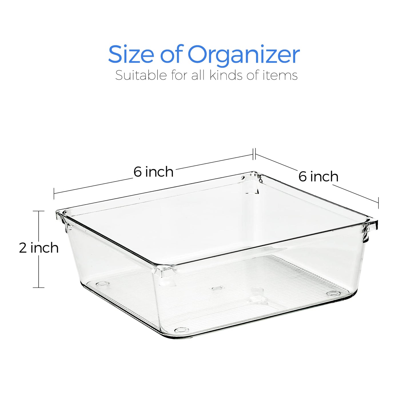 Ravinte 6 Pack Drawer Organizer, 6" x 6" Plastic Storage Bins