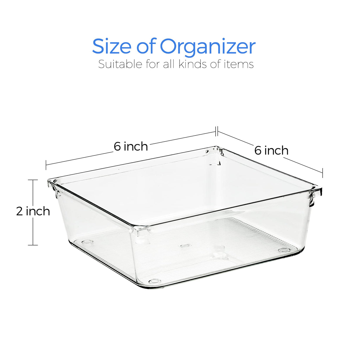 Ravinte 6 Pack Drawer Organizer, 6" x 6" Plastic Storage Bins
