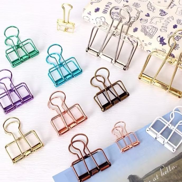 Purple Binder Clips - 36 Pack, 3/4 Inch, 19mm, Hollow Out, Capacity 0.31 Inch, Fold Clamp, Paper &