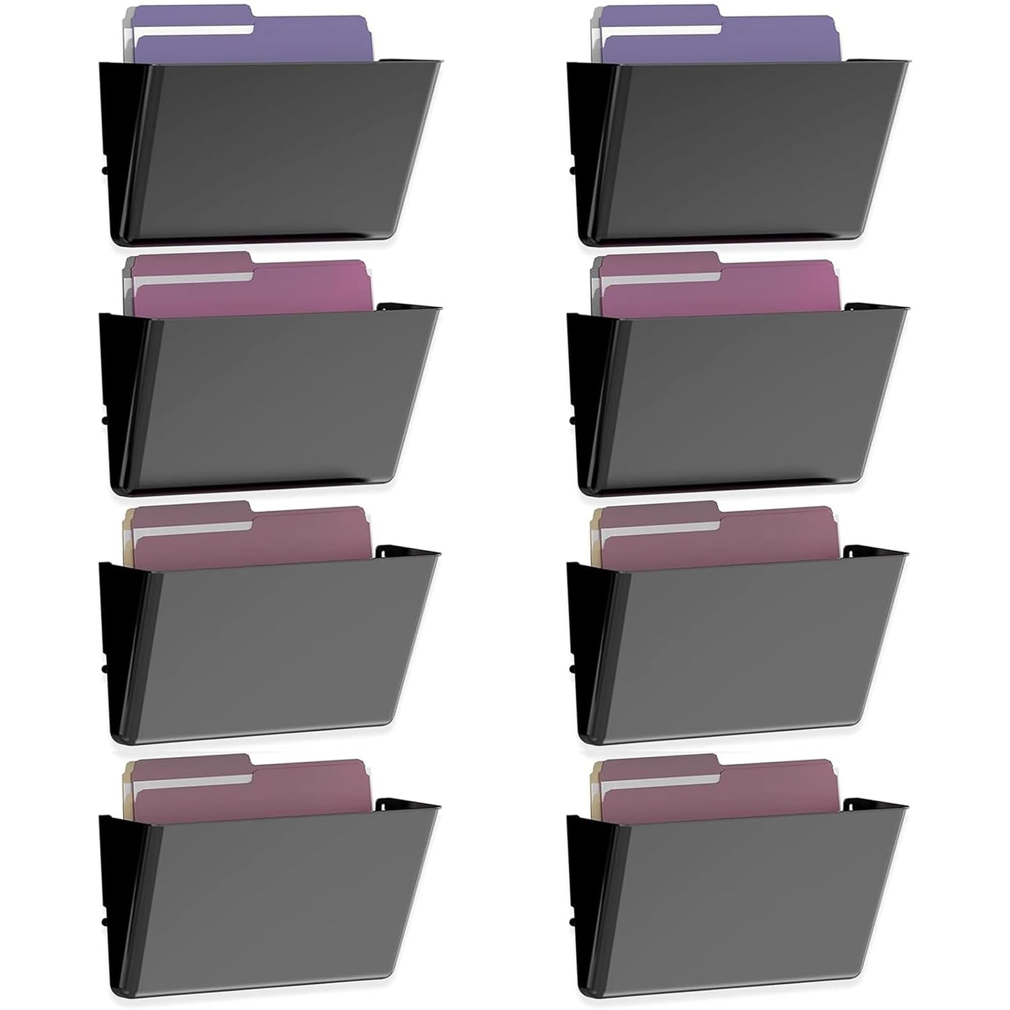 MINDEPOT 8 Pockets Acrylic Wall File Organizer, Wall File Holder Black