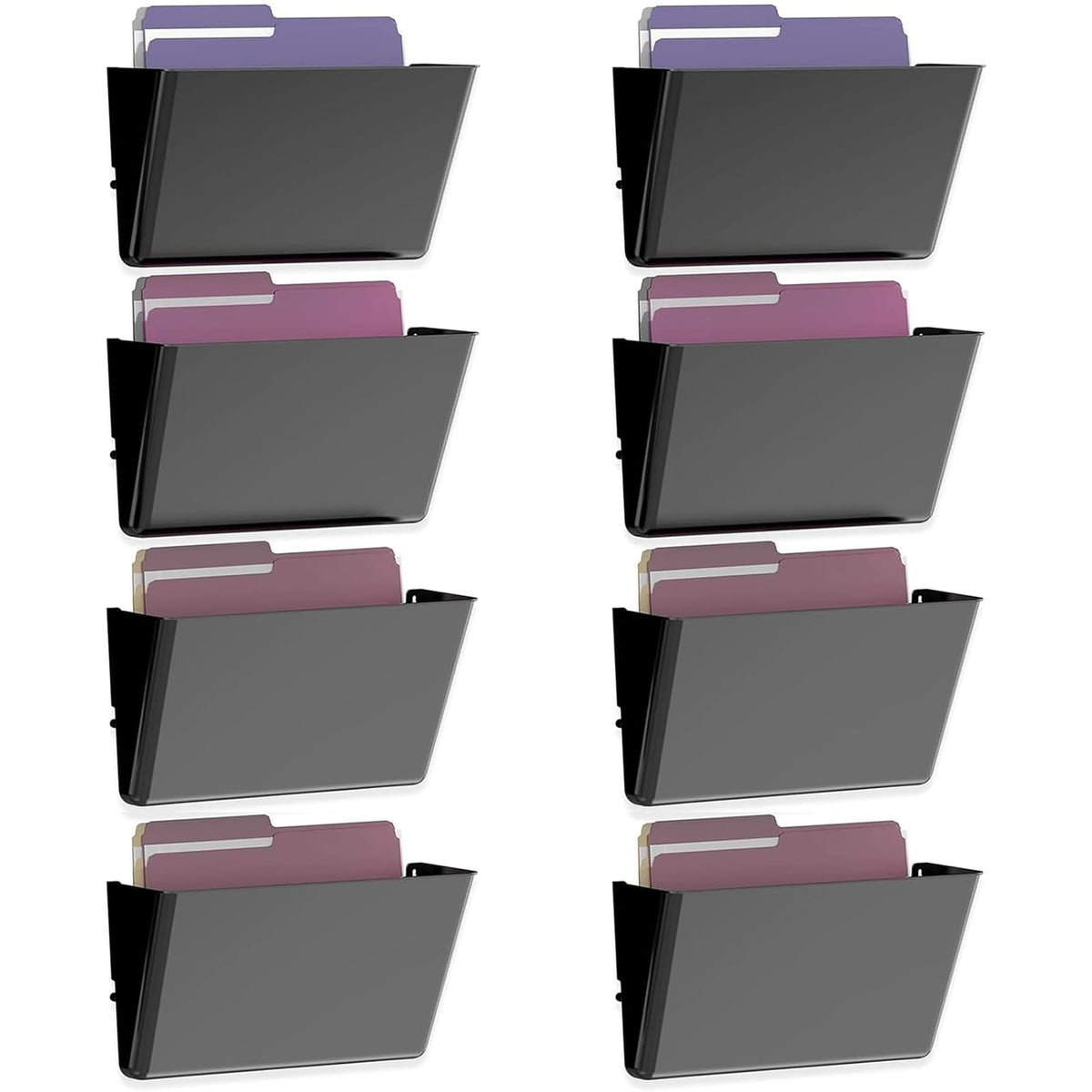 MINDEPOT 8 Pockets Acrylic Wall File Organizer, Wall File Holder Black