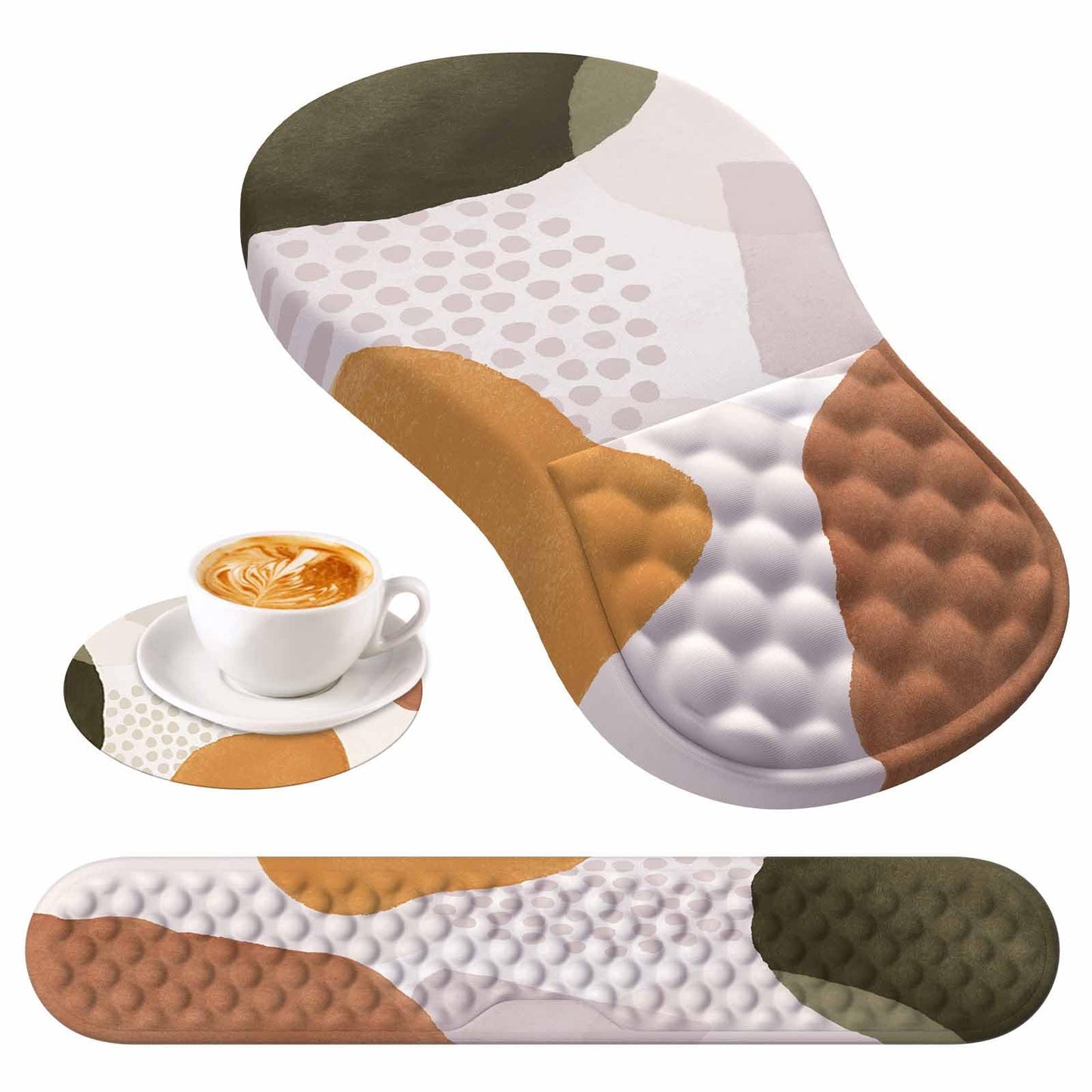 HAOCOO Memory Foam Wrist Rest Set with Mouse Pad, Keyboard Support,Beige