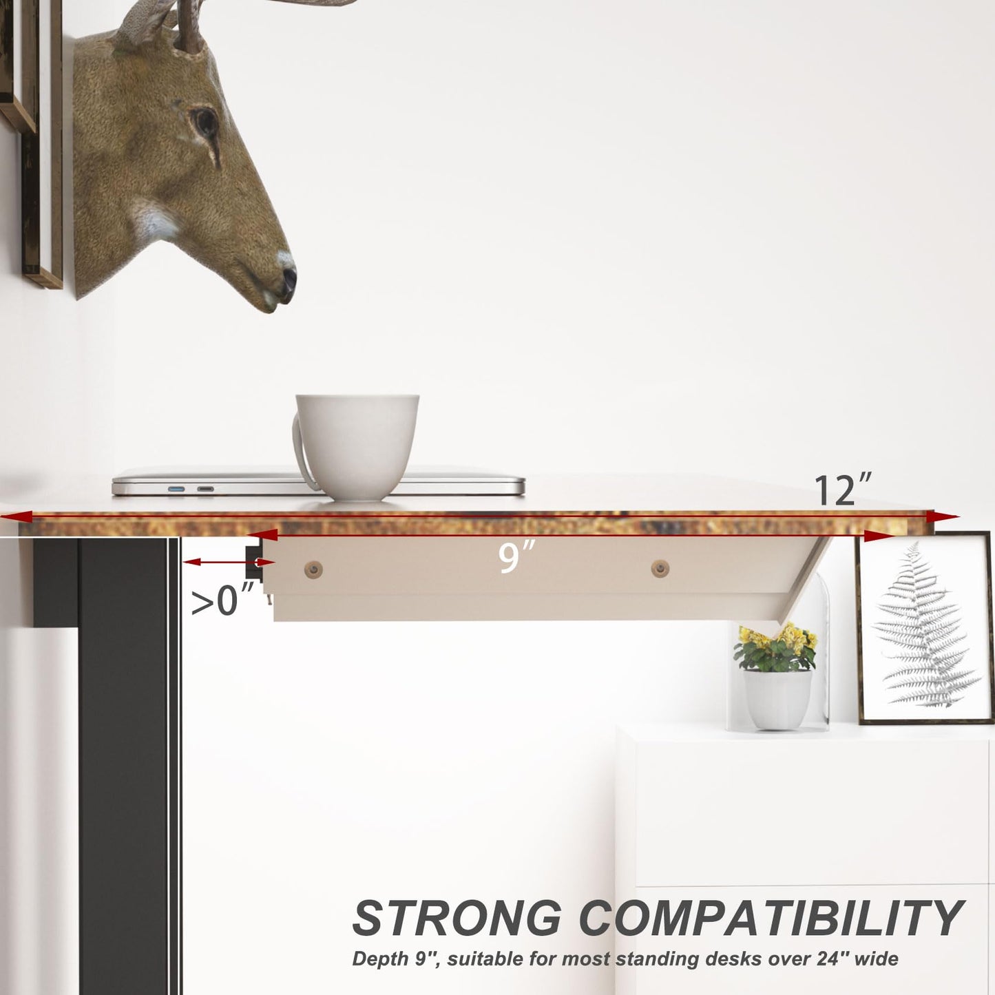 White Under Desk Drawer with Removable Tray, 15.4" Wide 2-in-1 Organizer – 60° Ergonomic Tilt