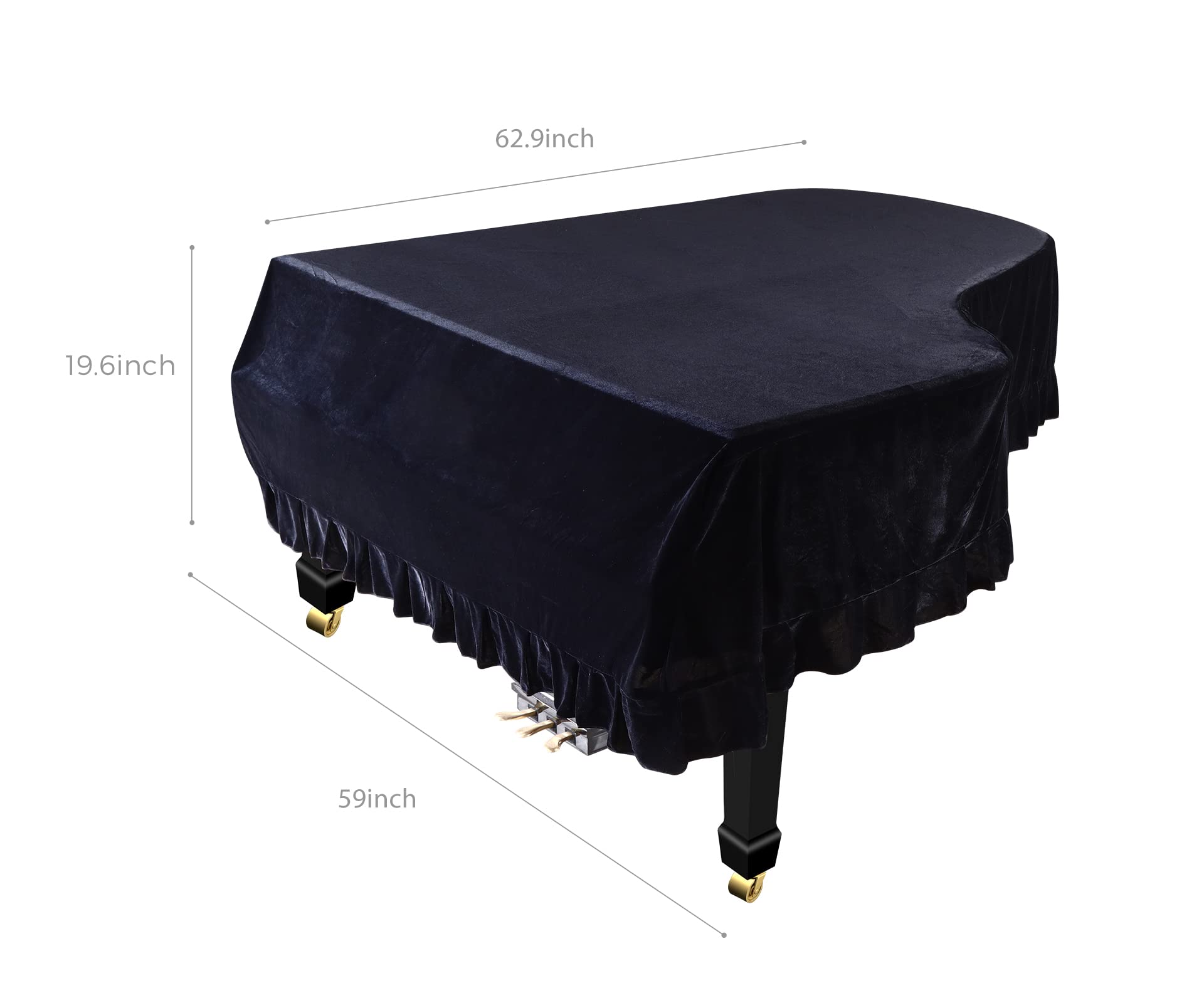Monkeysell Velvet Grand Piano Cover Dustproof Decorative Full Piano Cloth