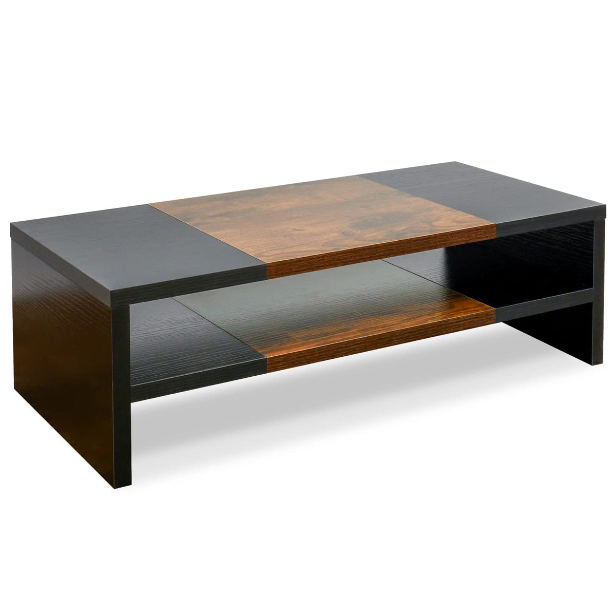 TEAMIX 20 inch Monitor Riser Stand - 2 Tiers, Wood Morden Desktop Bookshelf