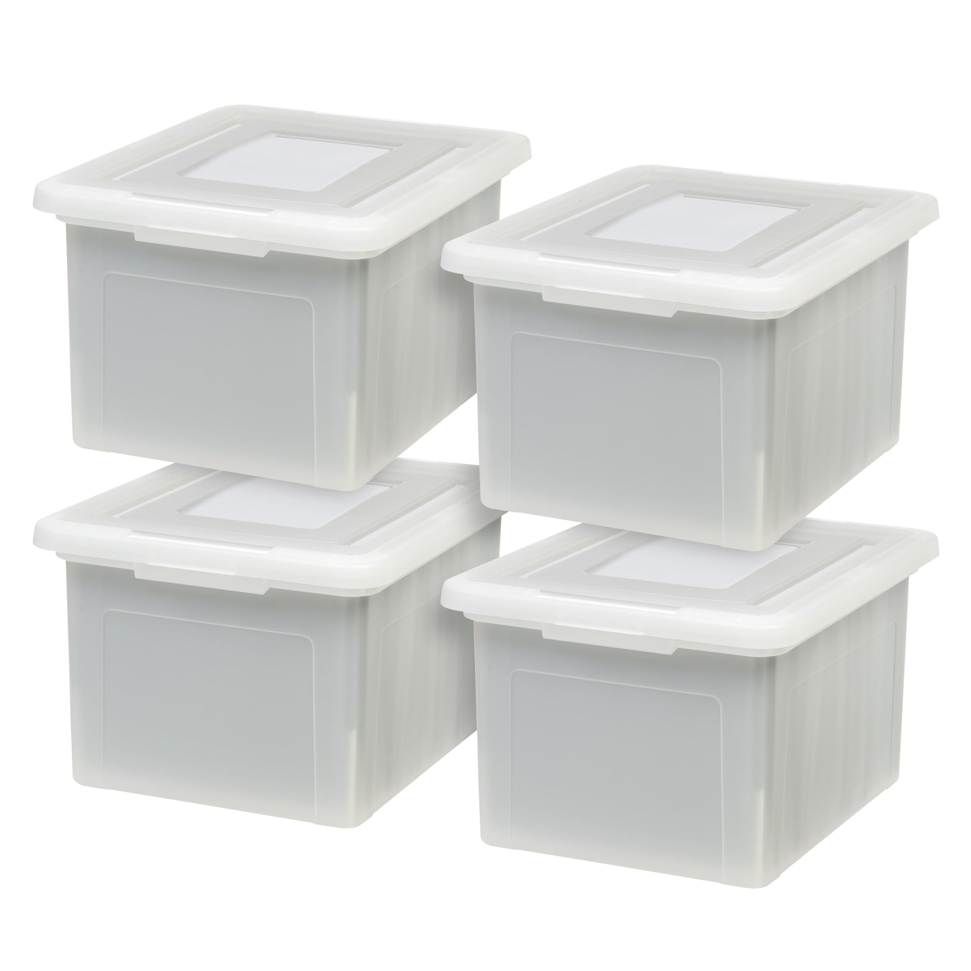 IRIS USA 4-Pack 35 Qt. Letter File Box with Lid, Pearl