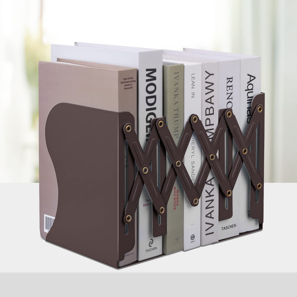 Honagu Adjustable Bookends, Metal Book Ends for Shelves Heavy Book