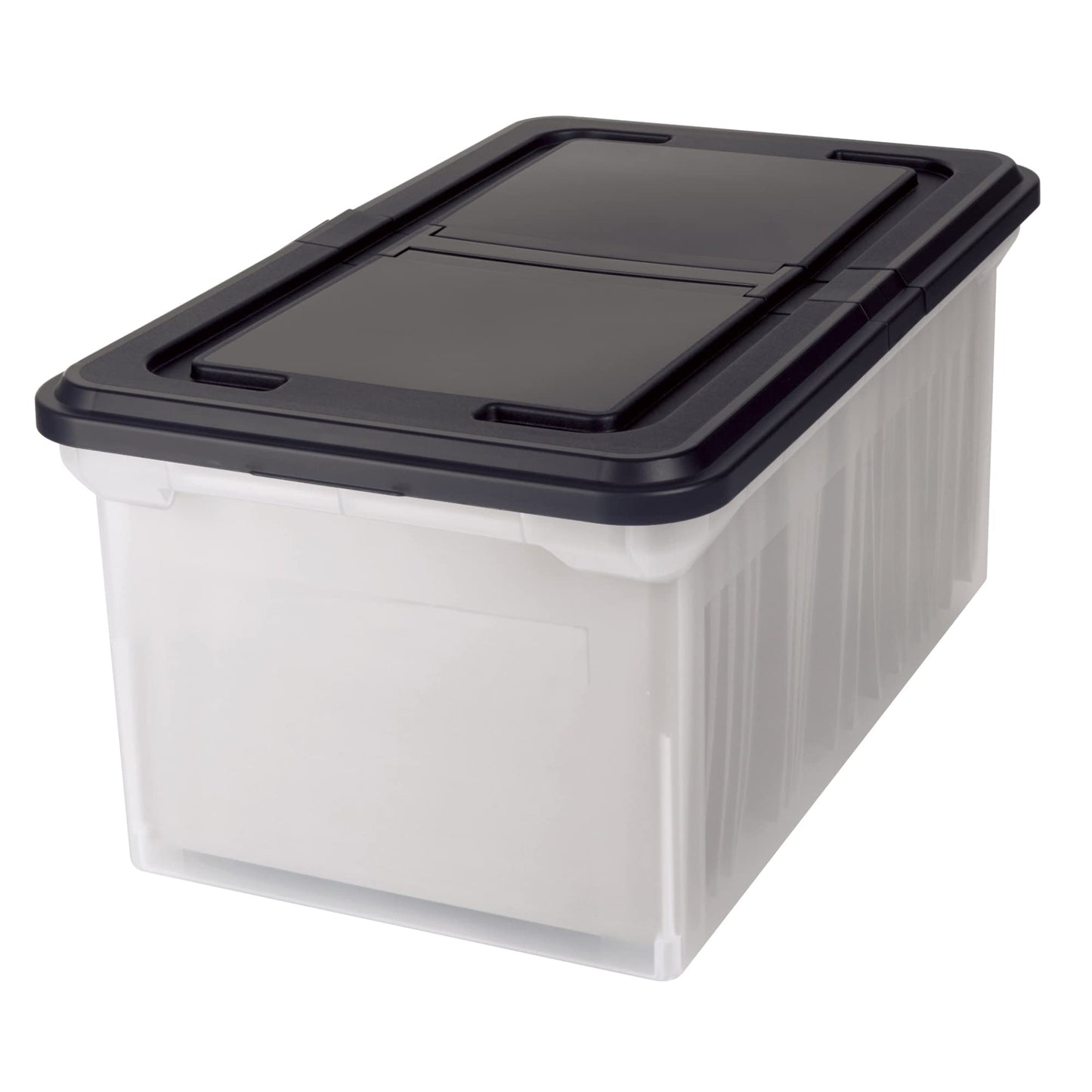 Office Depot Stackable File Tote Box, Letter Size, 14 1/4in. x 23 3/8in. x 10 7/8in., Black/Clear