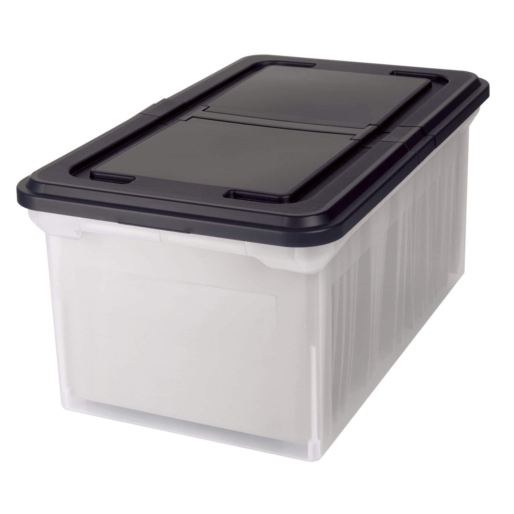 Office Depot Stackable File Tote Box, Letter Size, 14 1/4in. x 23 3/8in. x 10 7/8in., Black/Clear