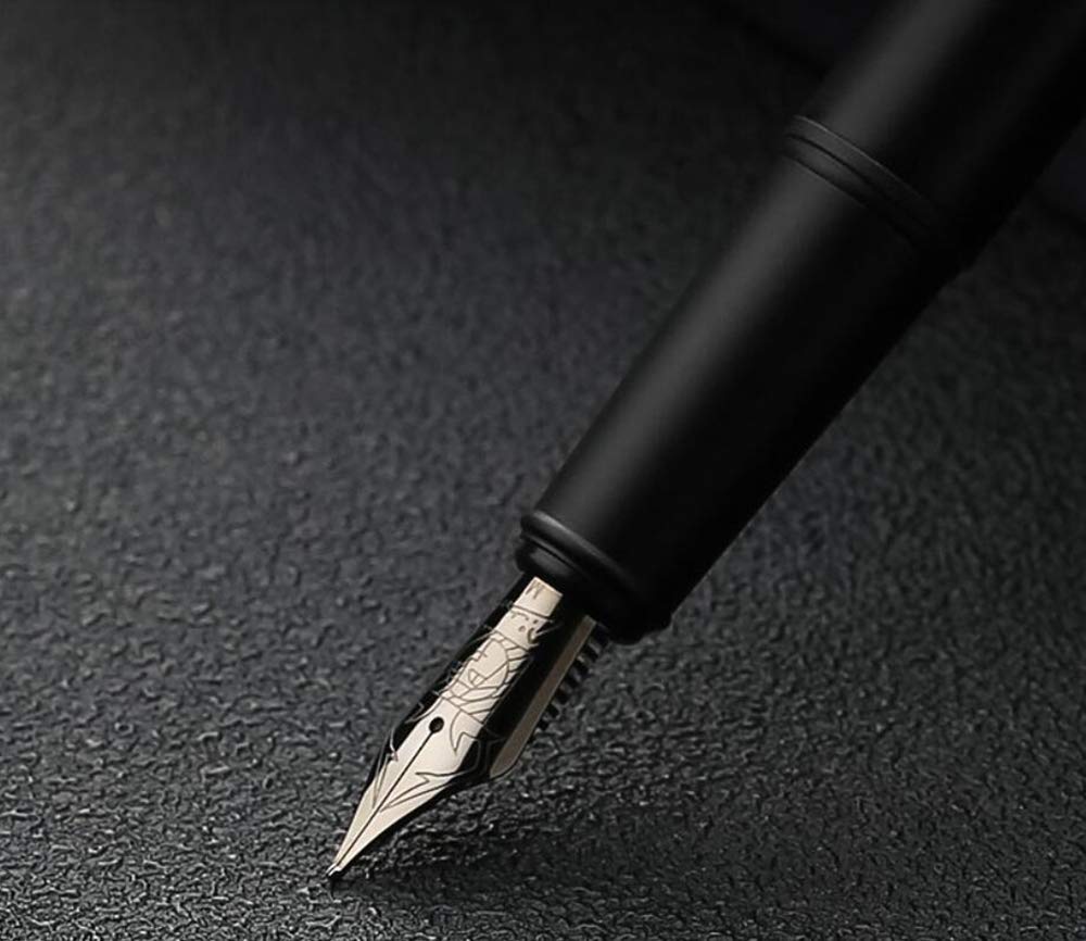 erofa Picasso 916 Matte Black Fountain Pen with Box - Titanium Black Extra Fine Nib Gift Pen