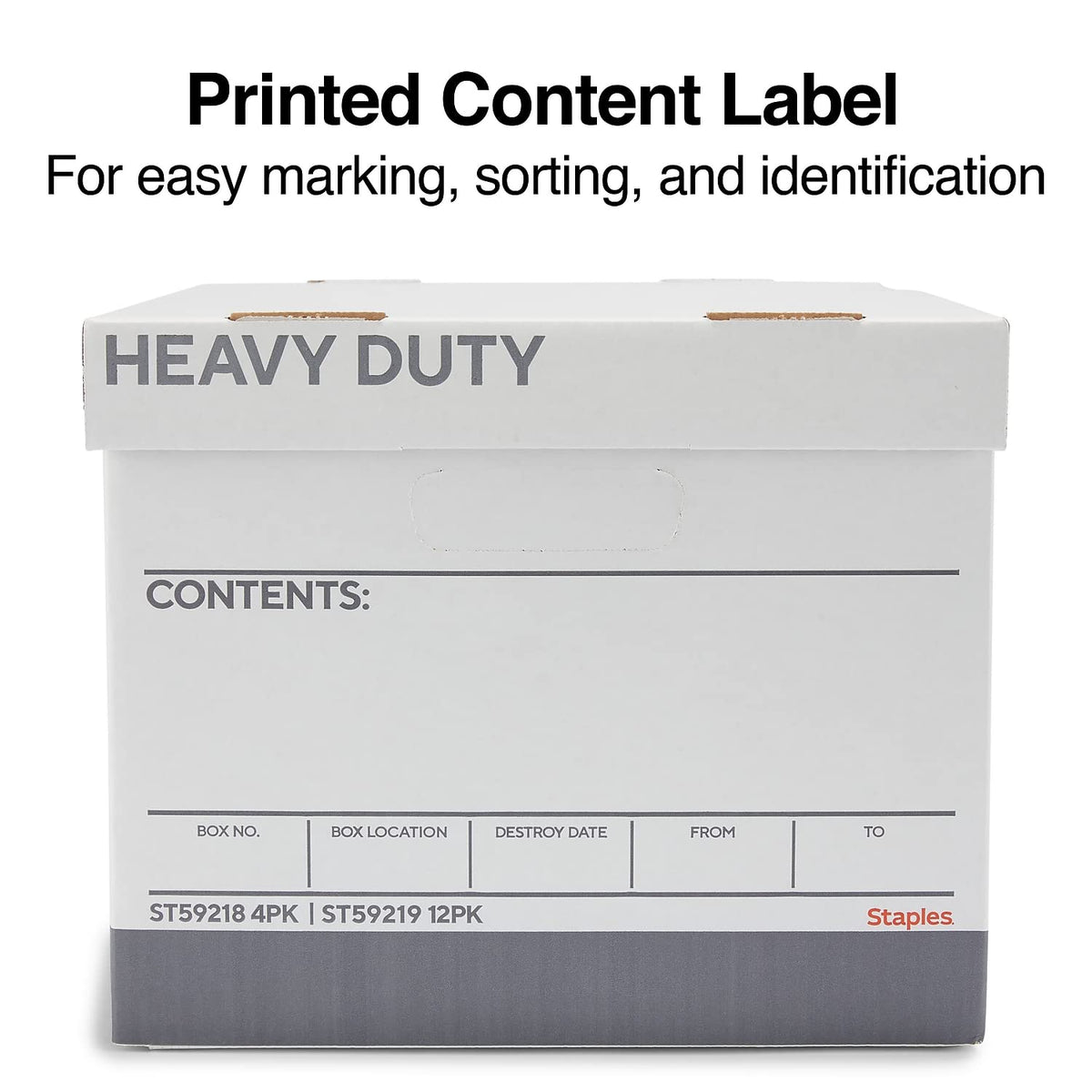 Staples Storage & Filing Box, Heavy-Duty with Handles & Removable Lid, Letter & Legal Size