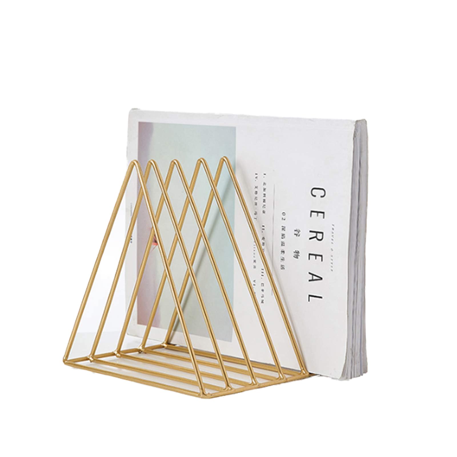 QPEY 5-Slot Gold Metal Triangle File Holder, 1pc for Office