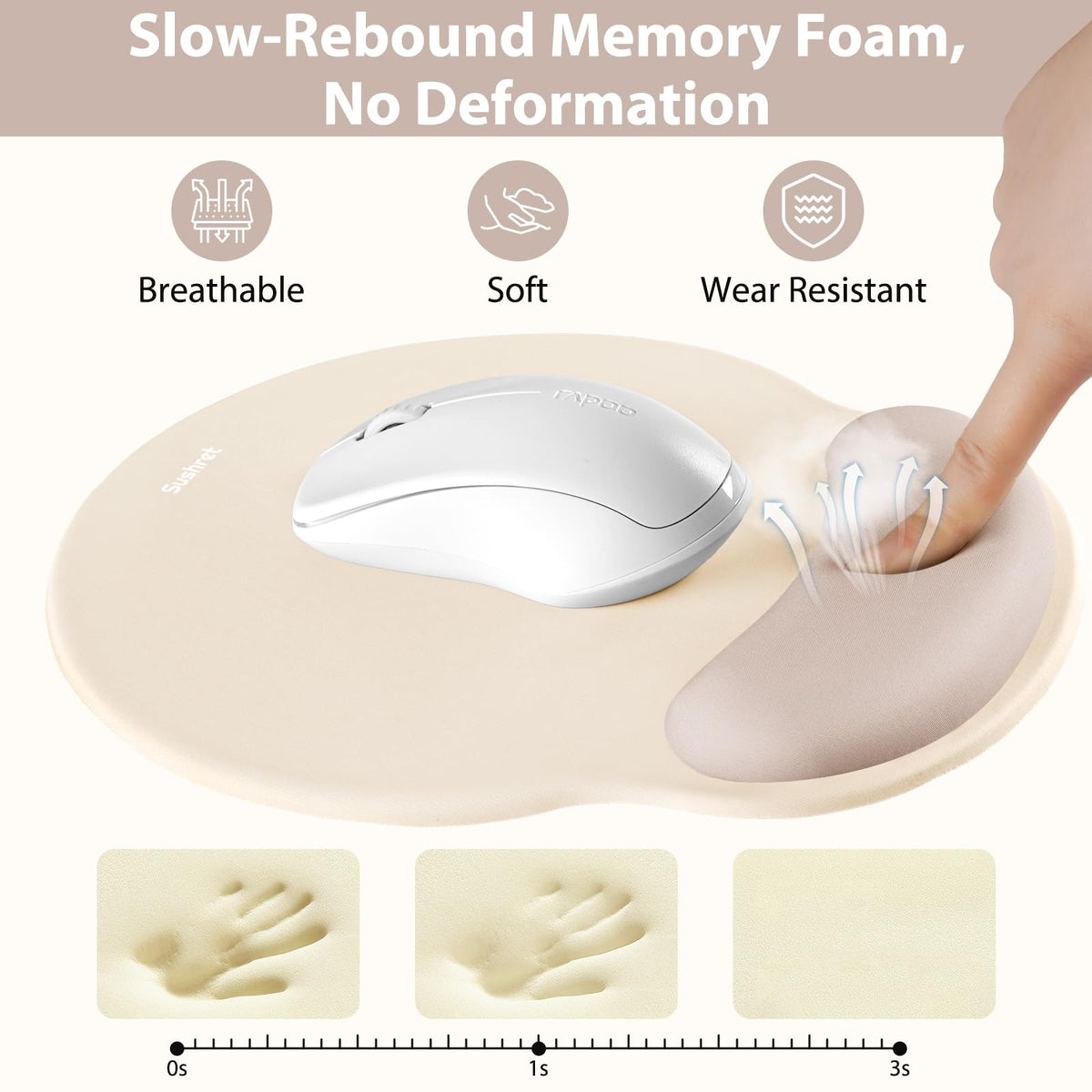 Sushret Mouse Pad and Keyboard Wrist Rest, 3-in-1 Gel Memory Foam Ergonomic Mouse Pad with Wrist