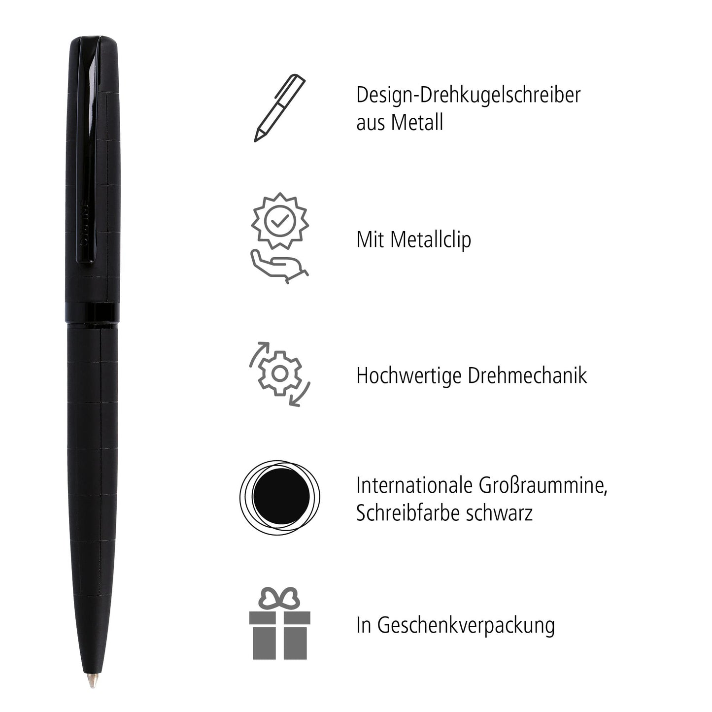 Online Eleganza Ballpen I Black I Replaceable Large Refill I Metal Biro I Ink Colour Black I