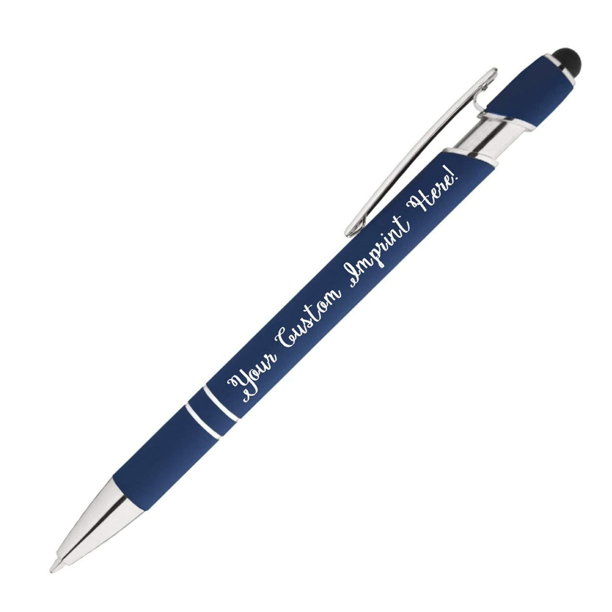 Rainbow Rubberized Soft Touch Ballpoint Pen with Stylus Tip is a stylish, premium metal pen, black