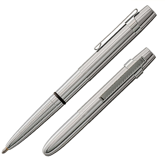 Fisher Space Pen Chrome X-Mark Flat Cap Bullet Pen, Compact Size, Black Ink
