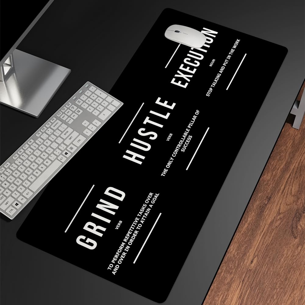 Reateforin Inspirational Black Hustle Rectangle Mouse Pad Non Slip Rubber Base Cool Full Desk Mouse