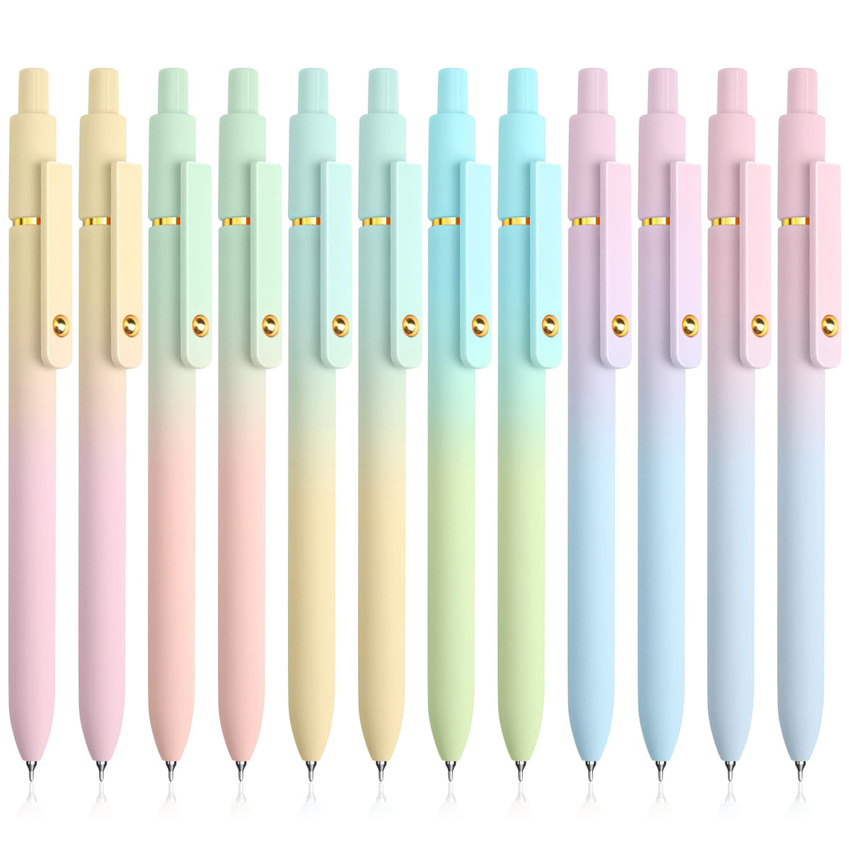 UIXJODO 12 Pcs Gel Pens 0.5mm Quick Dry Black Ink Pens Fine Point Smooth Writing Pens, Cute Office