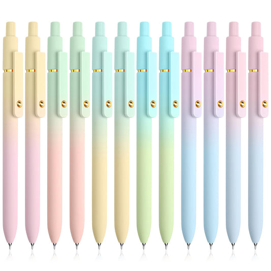 UIXJODO 12 Pcs Gel Pens 0.5mm Quick Dry Black Ink Pens Fine Point Smooth Writing Pens, Cute Office