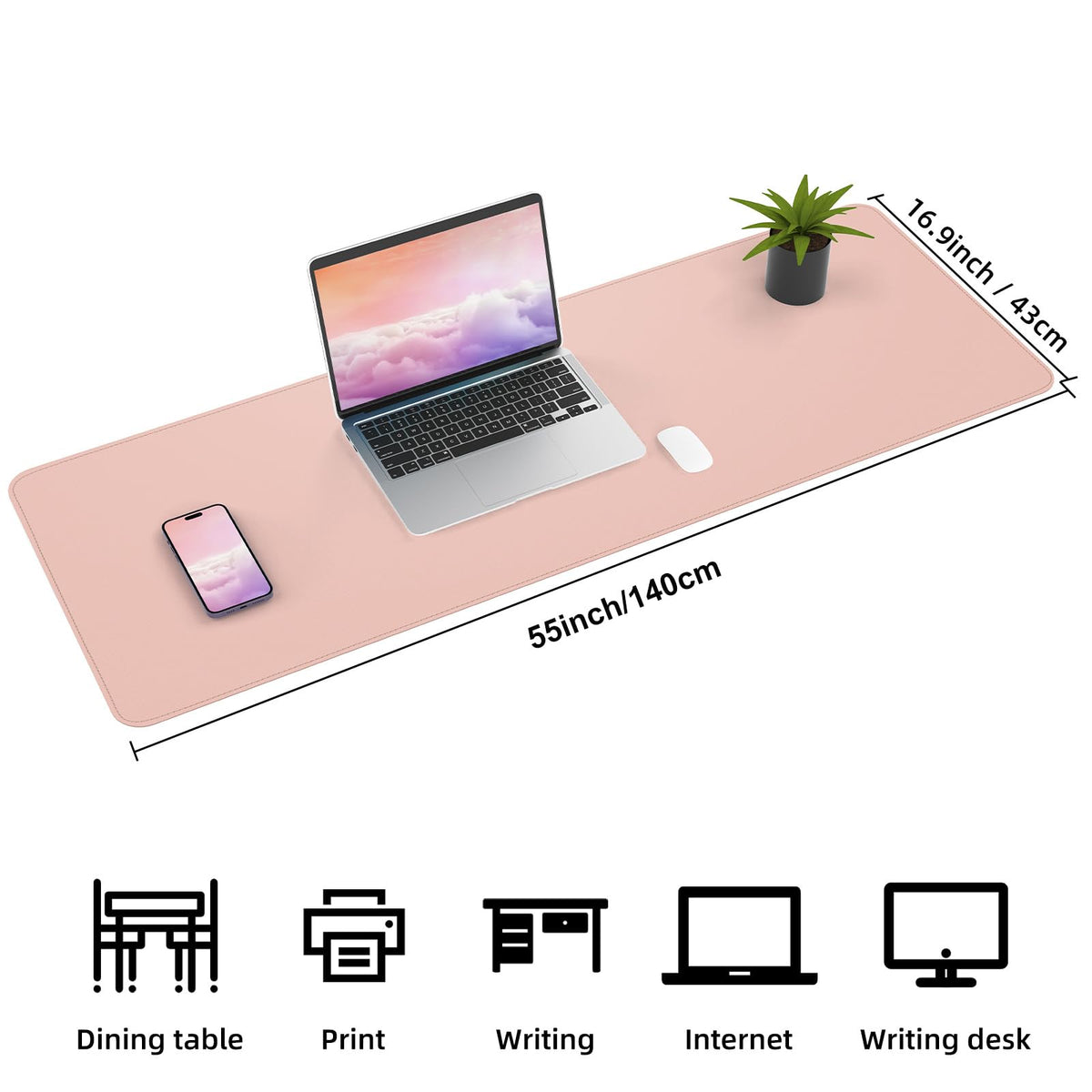 AFIING Cork Desk Mat 55" x 17", Dual-Sided Natural Cork & PU Leather Desk Pad, Non-Slip Waterproof