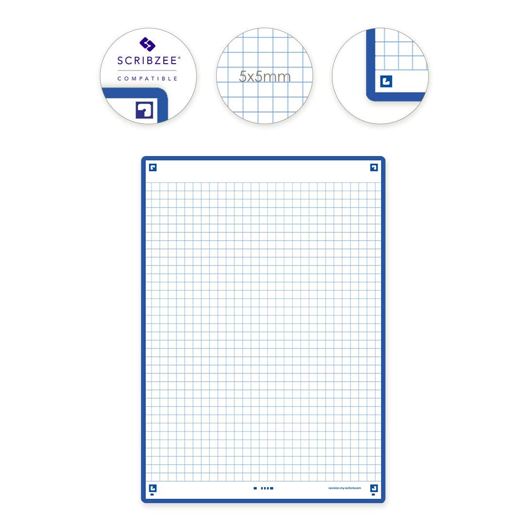 Oxford Révision 2.0 Bristol Cards A5 (14.8 x 21 cm) Small Squares on both sides - Navy Blue Frame