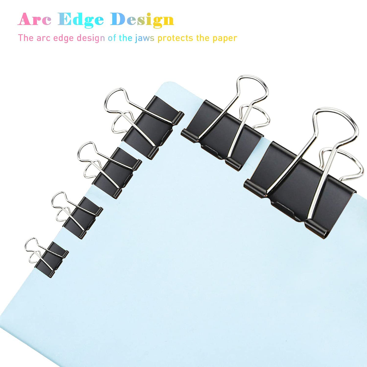 Binder Clips, 144 Pack, 1 Inch, Standard 25mm, Black, Capacity 0.47 Inch, Metal Fold Clamp, Paper