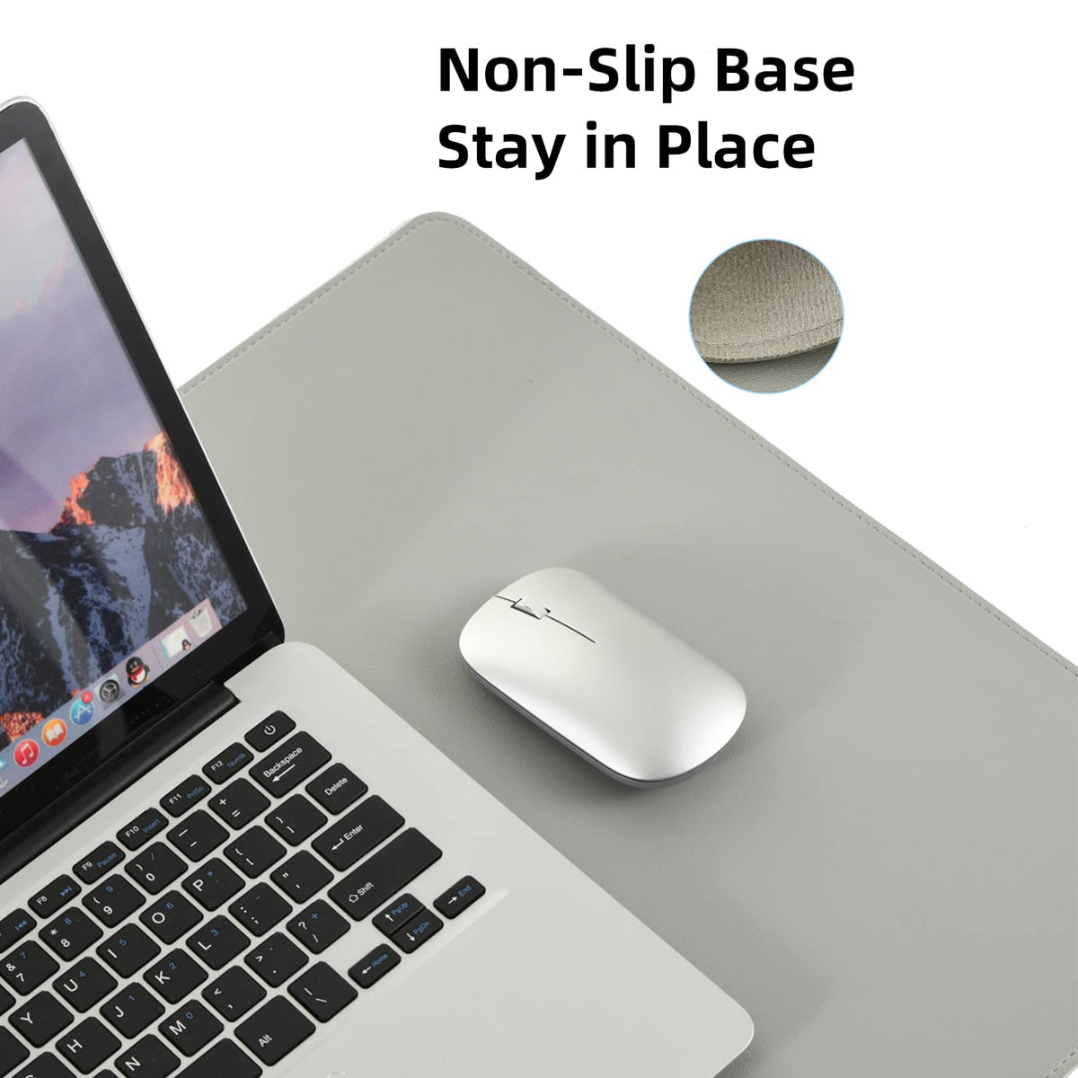 Wolaile PU Leather Desk Pad Blotter,Light Grey Waterproof Office Desktop Mat,36x17in Non-Slip Large