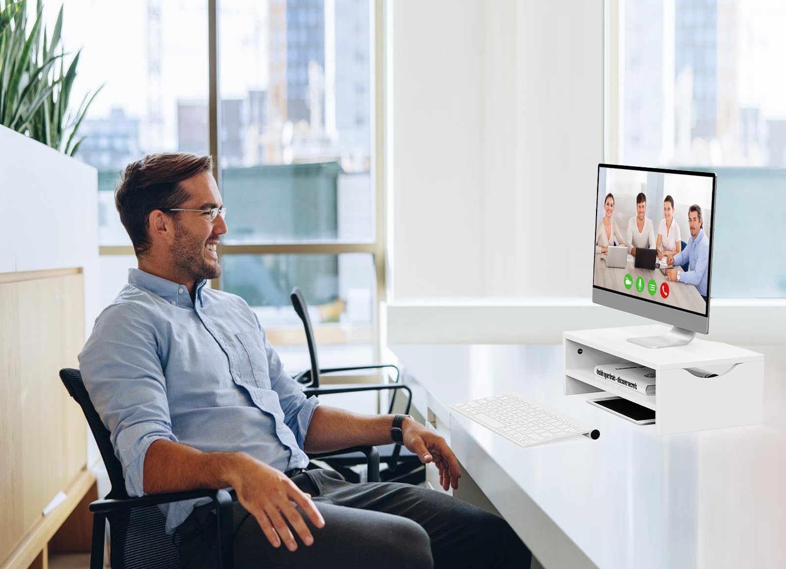 Zimilar Monitor Stand Riser, 2 Tiers Wood Laptop Computer Monitor Riser