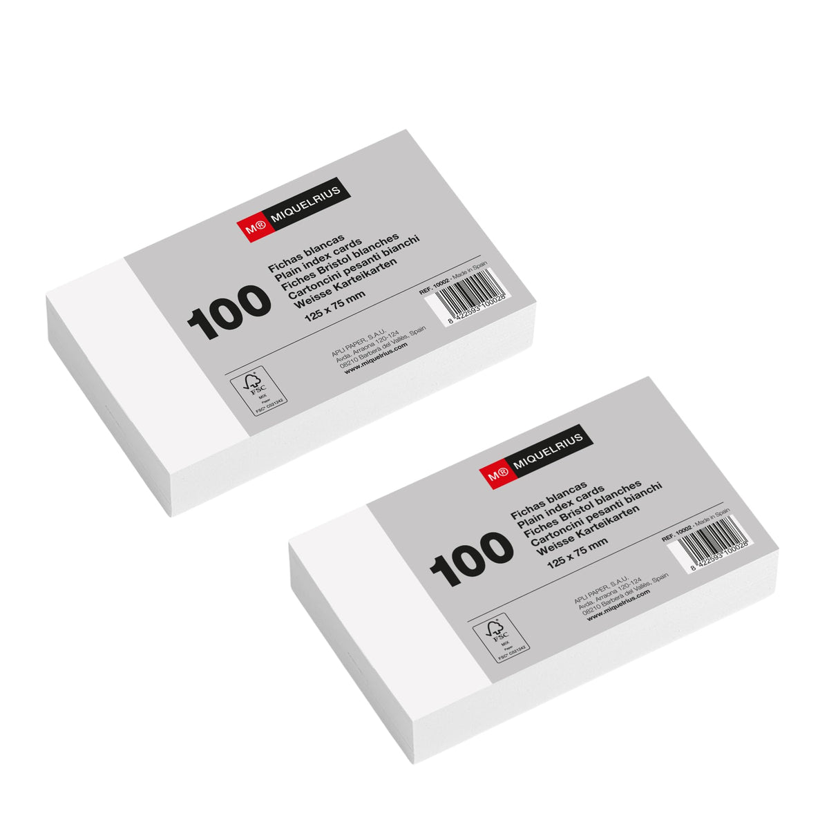 Miquelrius - White Blank Index Cards Pack of 200 125 x 75 mm