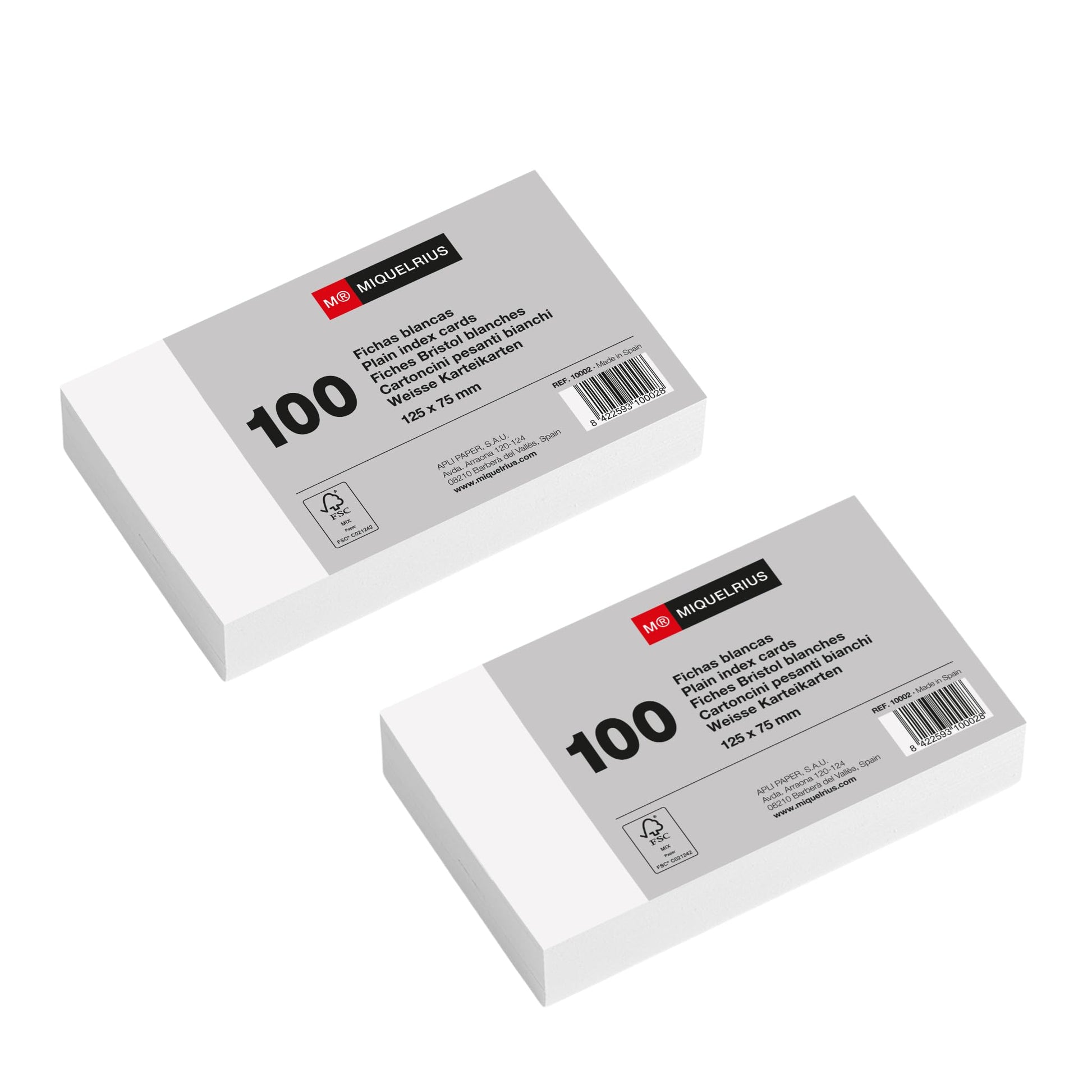 Miquelrius - White Blank Index Cards Pack of 200 125 x 75 mm