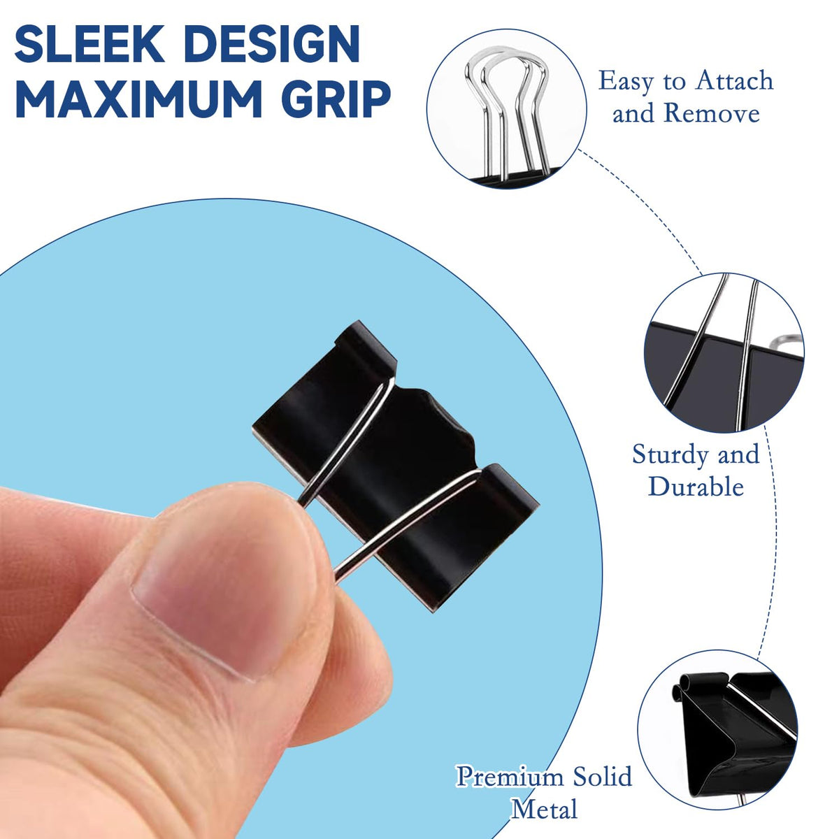 240Pack Mini Binder Clips, Black Binder Clips, Small Paper Clips 5/8 Inch