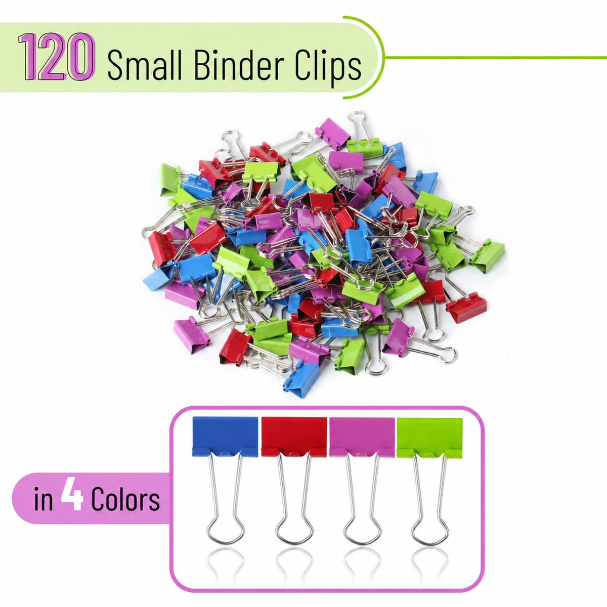 Mr. Pen- Binder Clips, 120 pcs, 0.75", Small Size