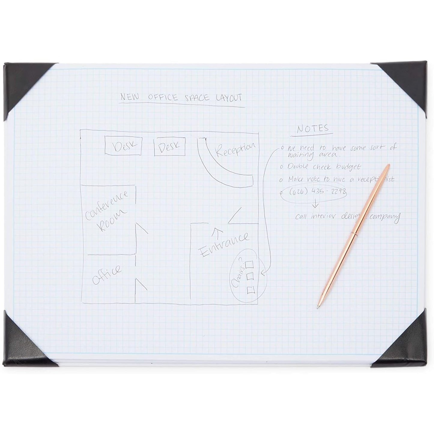 Stockroom Plus Desk Blotter Graph Paper Pad - 17 x 12 in, 50-Sheet White Refillable Desk Pad Mat