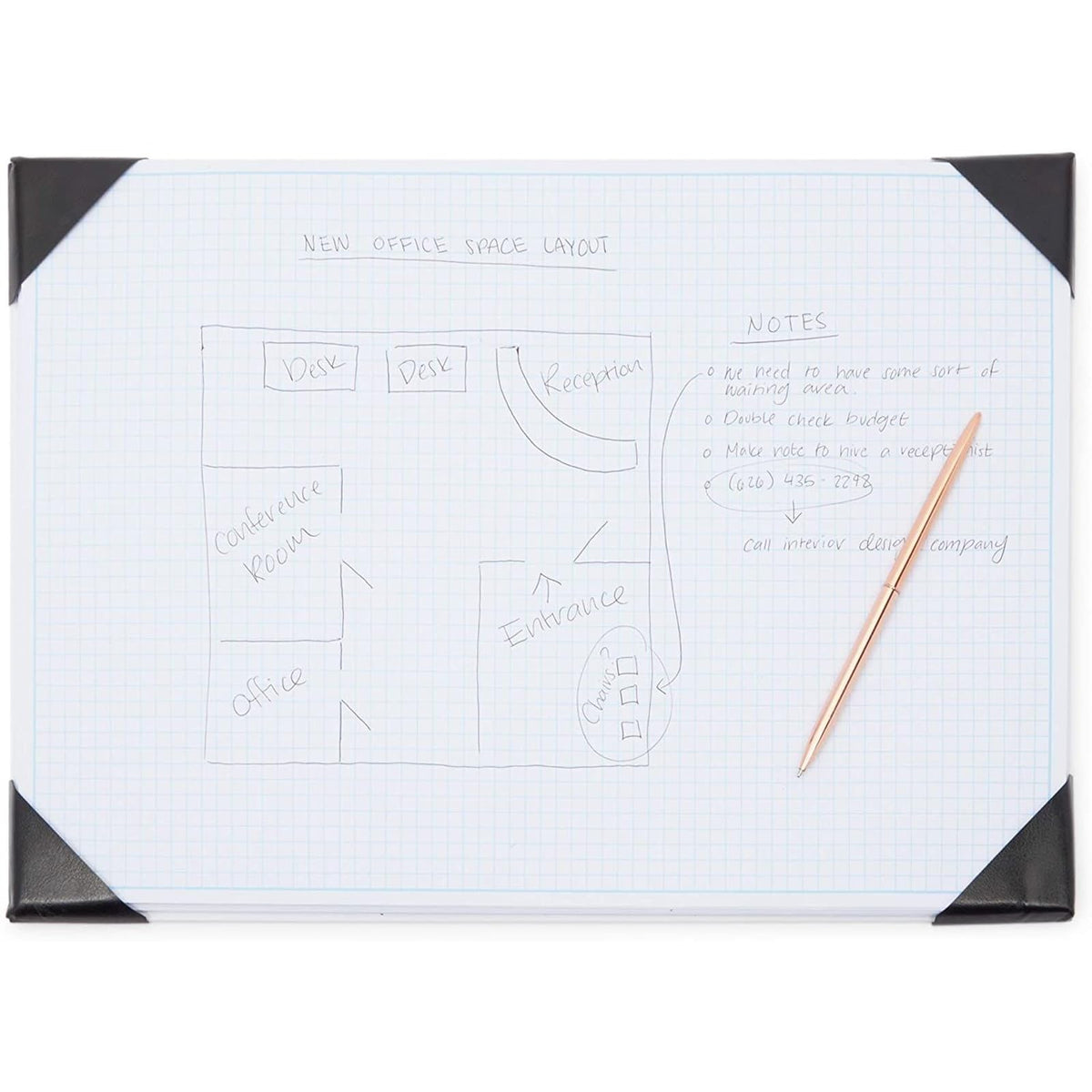 Stockroom Plus Desk Blotter Graph Paper Pad - 17 x 12 in, 50-Sheet White Refillable Desk Pad Mat