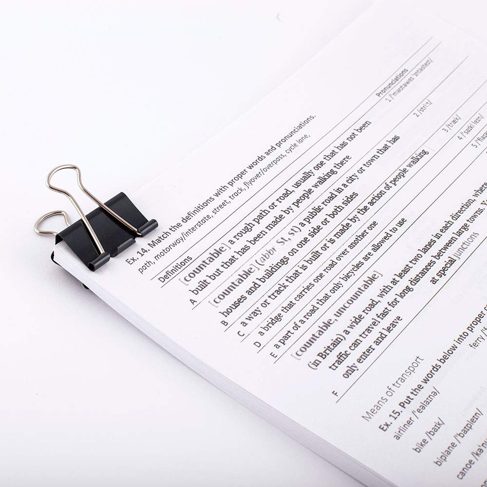 D.RECT Pack of 12 Document Clips | 32mm | Box of Multi-Function Paper Clips | Binder Clips | Metal