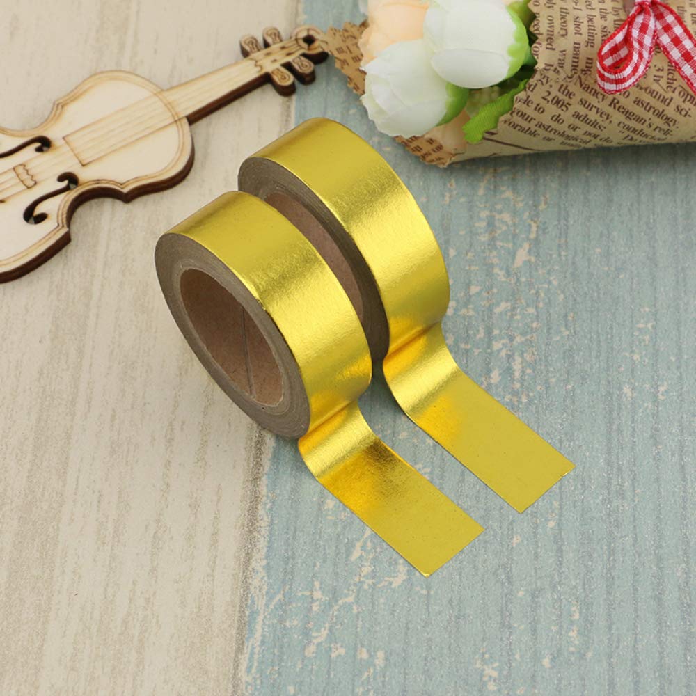 6 Rolls Solid Yellow Gold Foil Washi Tape Set 15mm x 10m Length Gilding Stamping Paper Adhesive