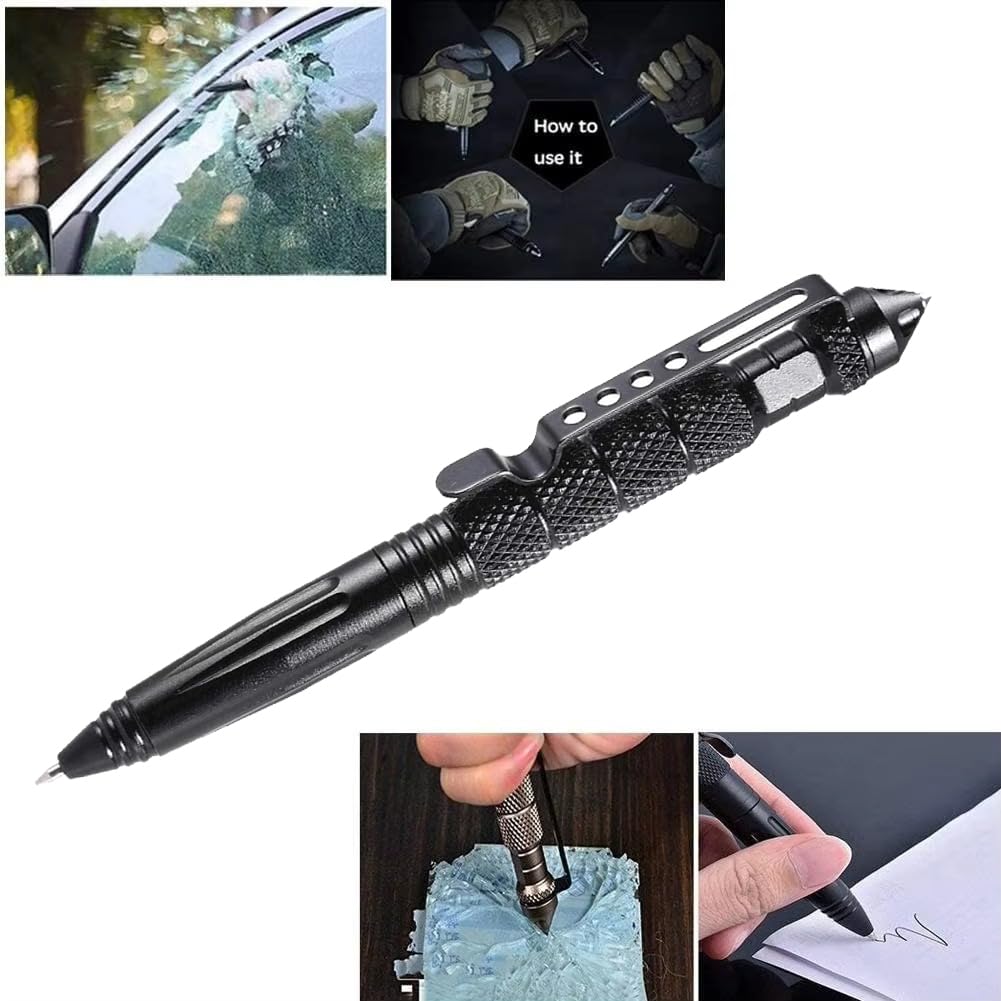OIJ 5 Pack Military Tactical Pen Set, Professional Self Defense Pen, Emergency Glass Breaker Pen