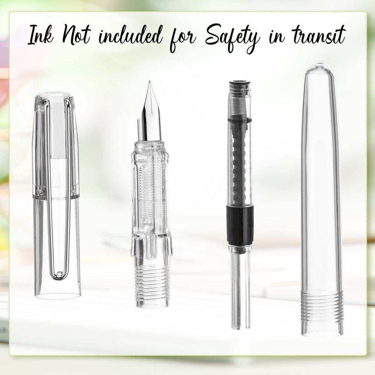 Fainne 16 Pieces Fountain Pen Refillable Disposable Fountain Pens for Writing Fine Nib Signature
