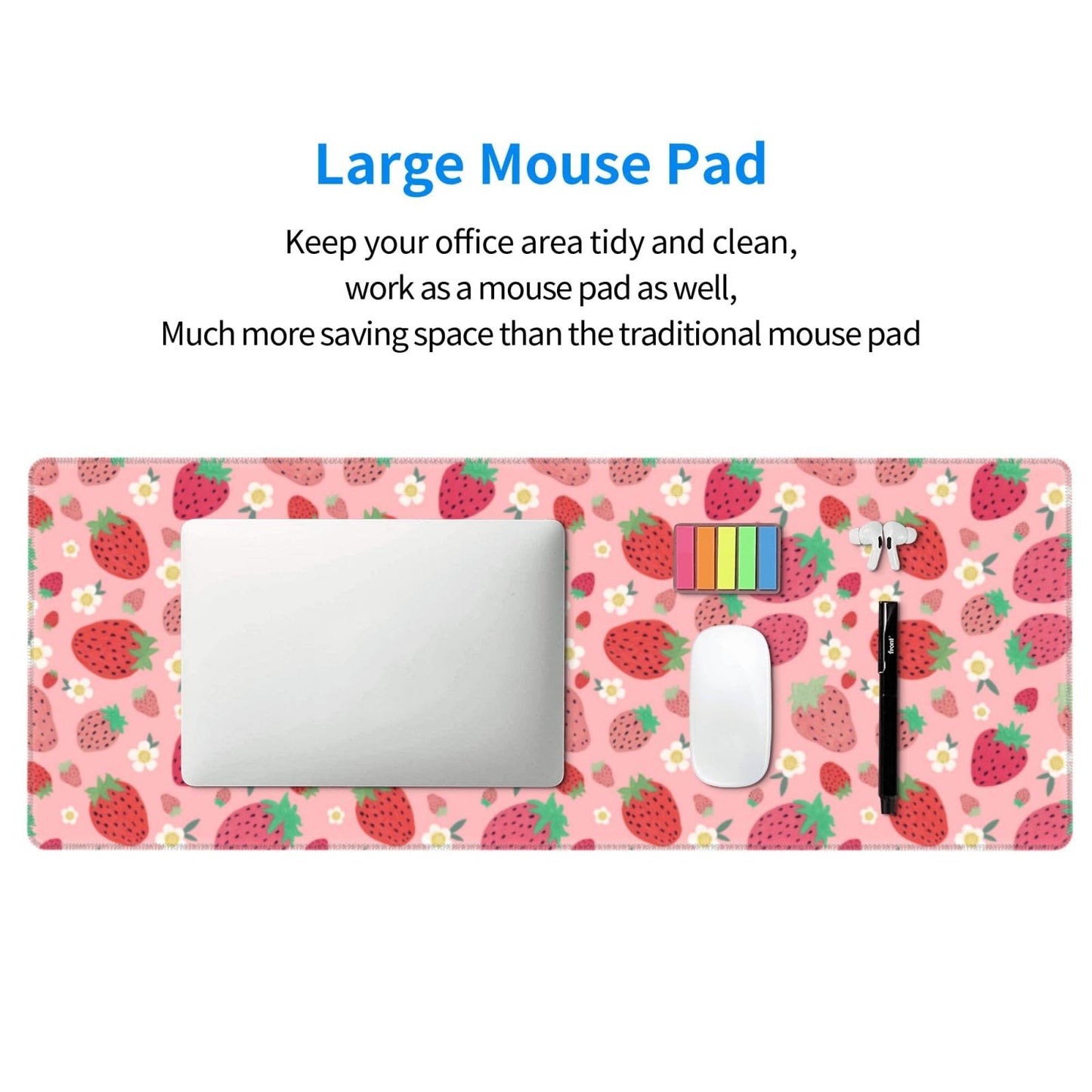 Strawberry Mouse Pad XL Large Mousepad Non Slip Rubber Base Desk Mat for Laptop Computer Gaming