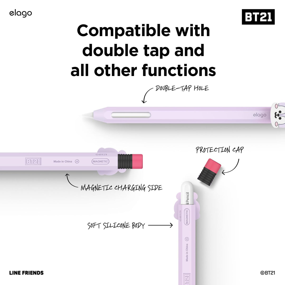 elago l BT21 Compatible with Apple Pencil Pro Case & Apple Pencil 2nd Generation Case, Compatible