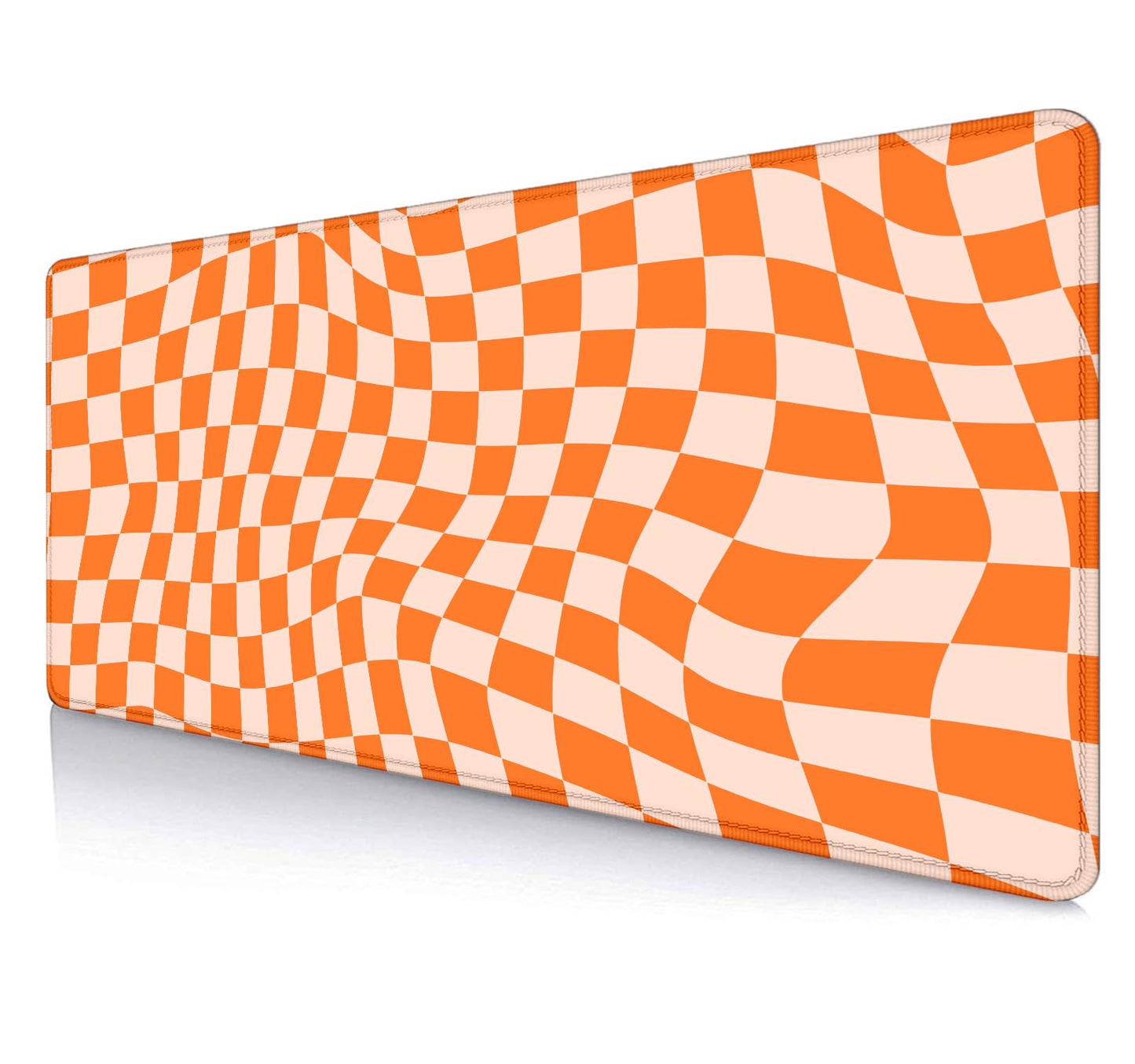 SXCKANG Orange Checkered Desk Pad, Boho Pattern Extra Large Mouse Pad, Desk Protector Pad, Writing