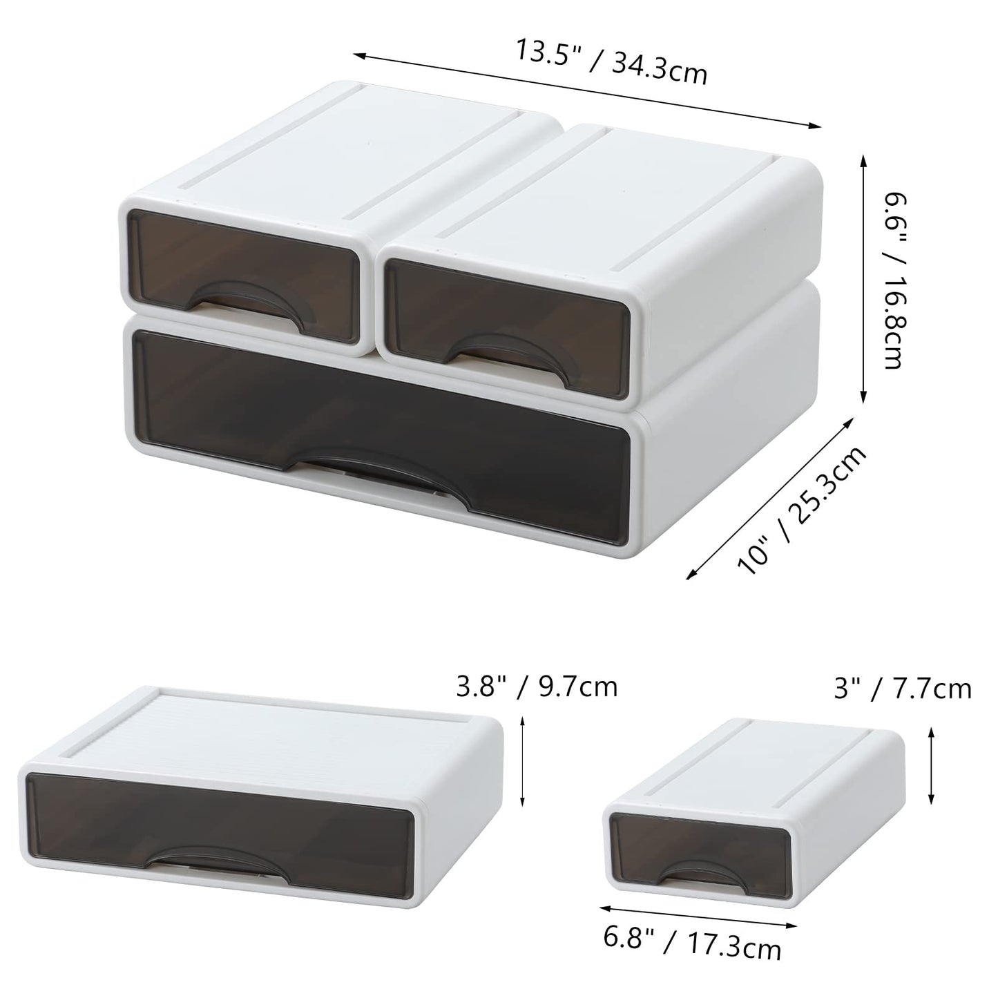 OSteed White Desktop Drawer Organizer Unit for Office Paper and Supplies