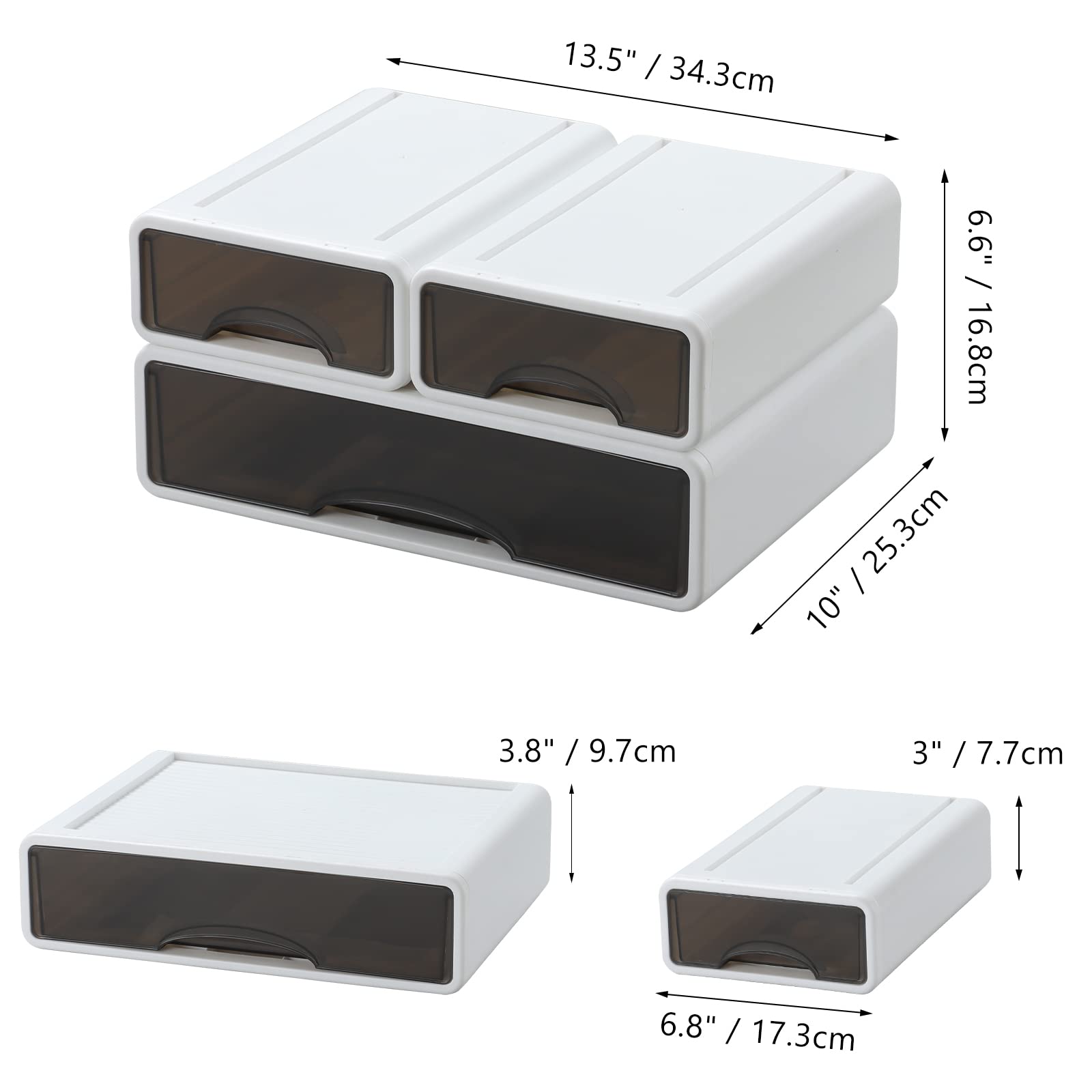 OSteed White Desktop Drawer Organizer Unit for Office Paper and Supplies