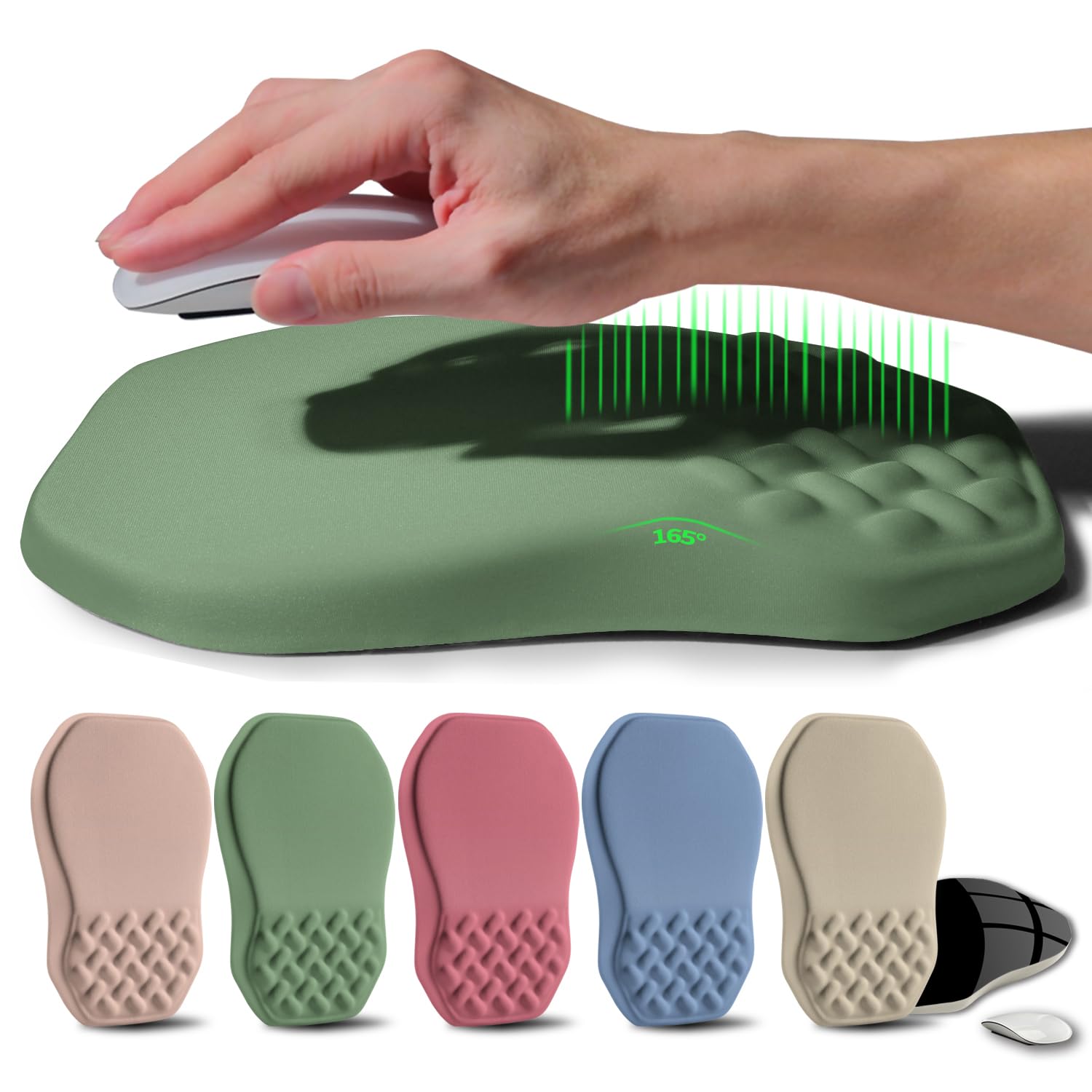 Gleamtide Ergonomic Raised Mouse Pad Wrist Support with Bilateral Slope Memory Foam Mousepad for