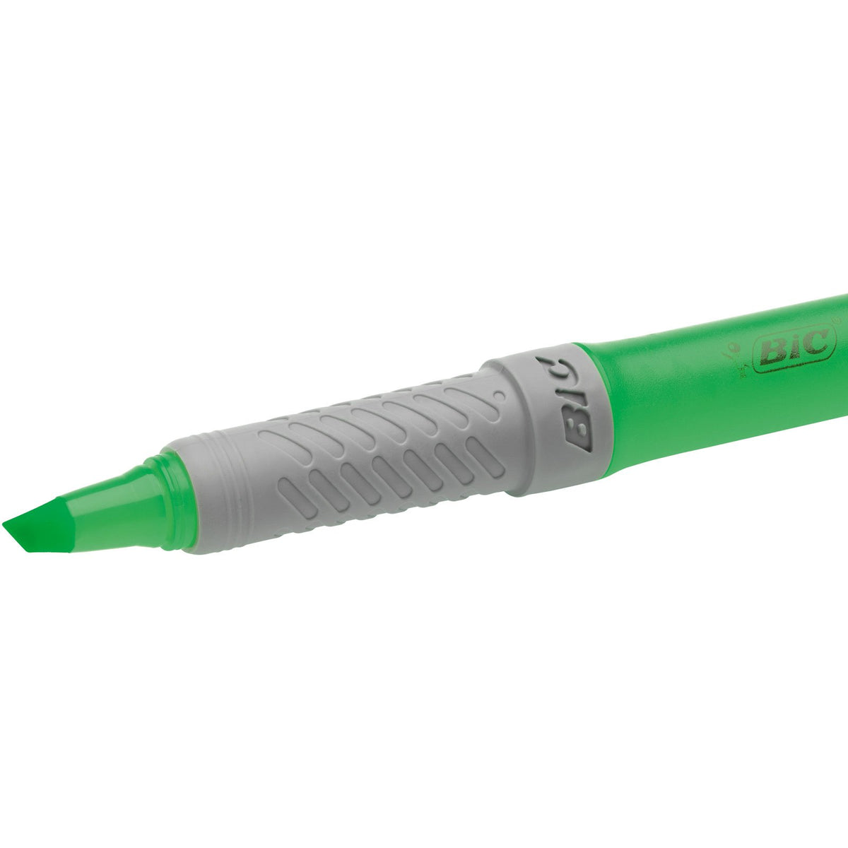 BIC Highlighter Grip Pens - Green, Box of 12