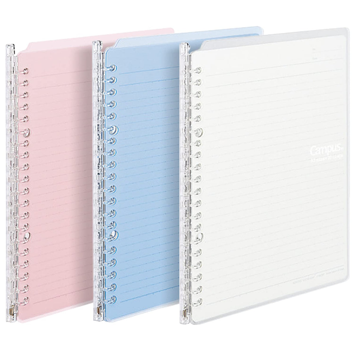 Kokuyo Campus Smart Ring Binders 3 Pack, B5 Light Colors Binder Notebooks, Up to 25 Sheets 26 Holes