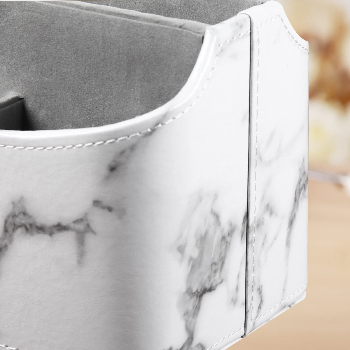 PU Leather 360° Rotatable Remote Control Holder,Nightstand TV Remote Caddy