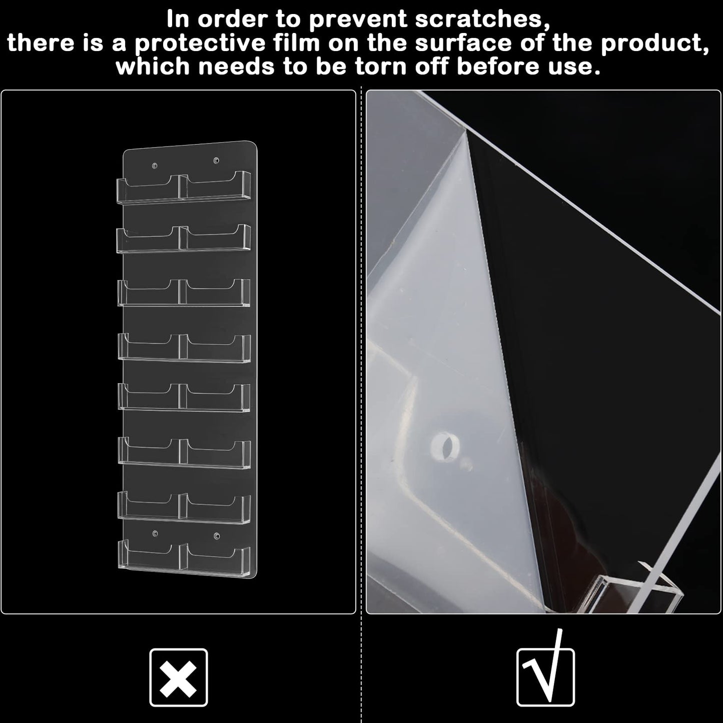 Lincia Acrylic Business Card Holder Wall Mount, 16 Pocket, 21.65'' x 7.87''