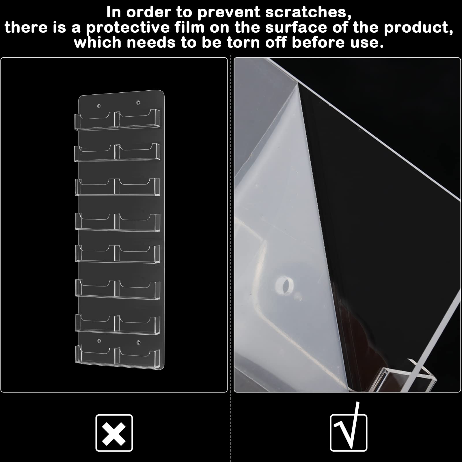 Lincia Acrylic Business Card Holder Wall Mount, 16 Pocket, 21.65'' x 7.87''